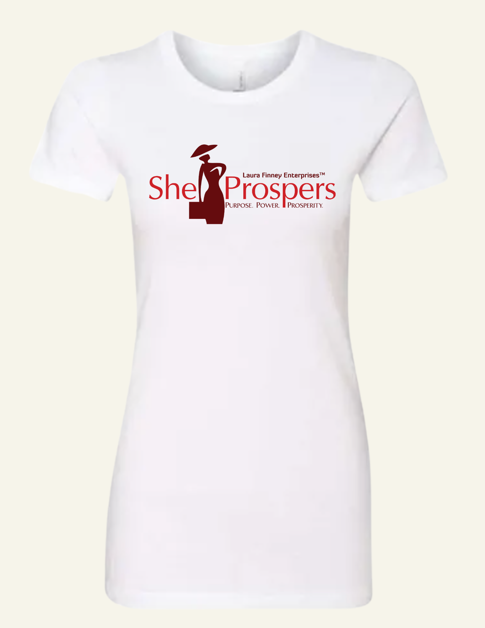 She Prospers Fitted T-Shirt-White