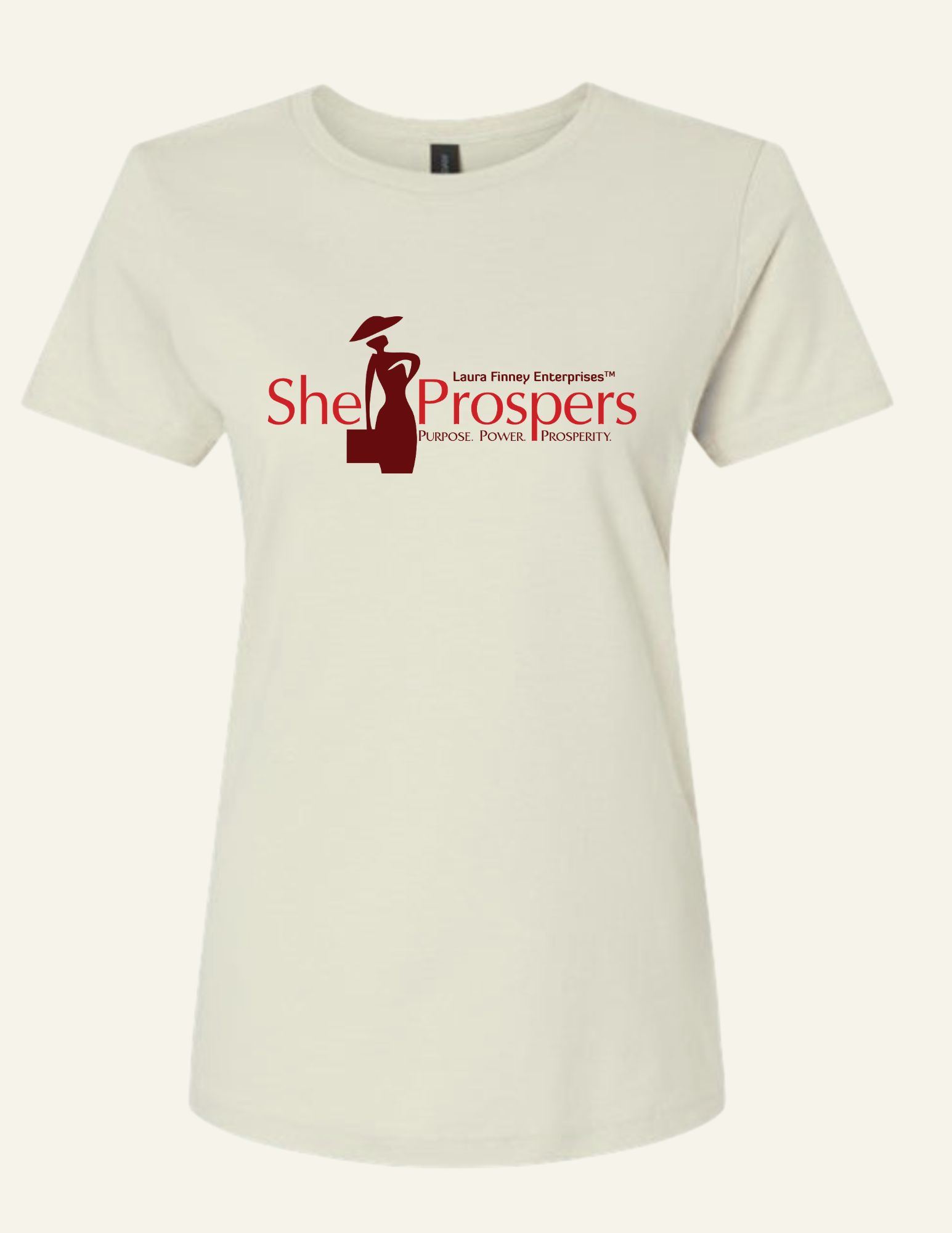She Prospers Fitted T-Shirt-Tan