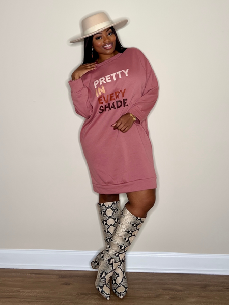 'Pretty In Every Shade' Sweatshirt Dress