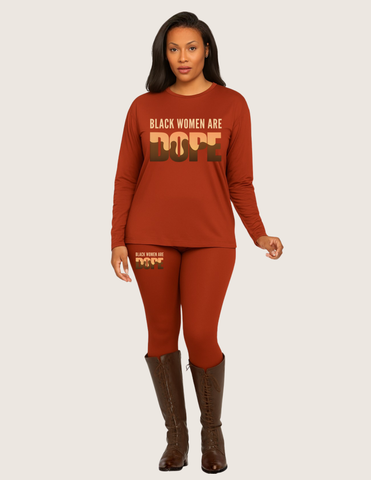 Black Women Are Dope Legging Set-Rust