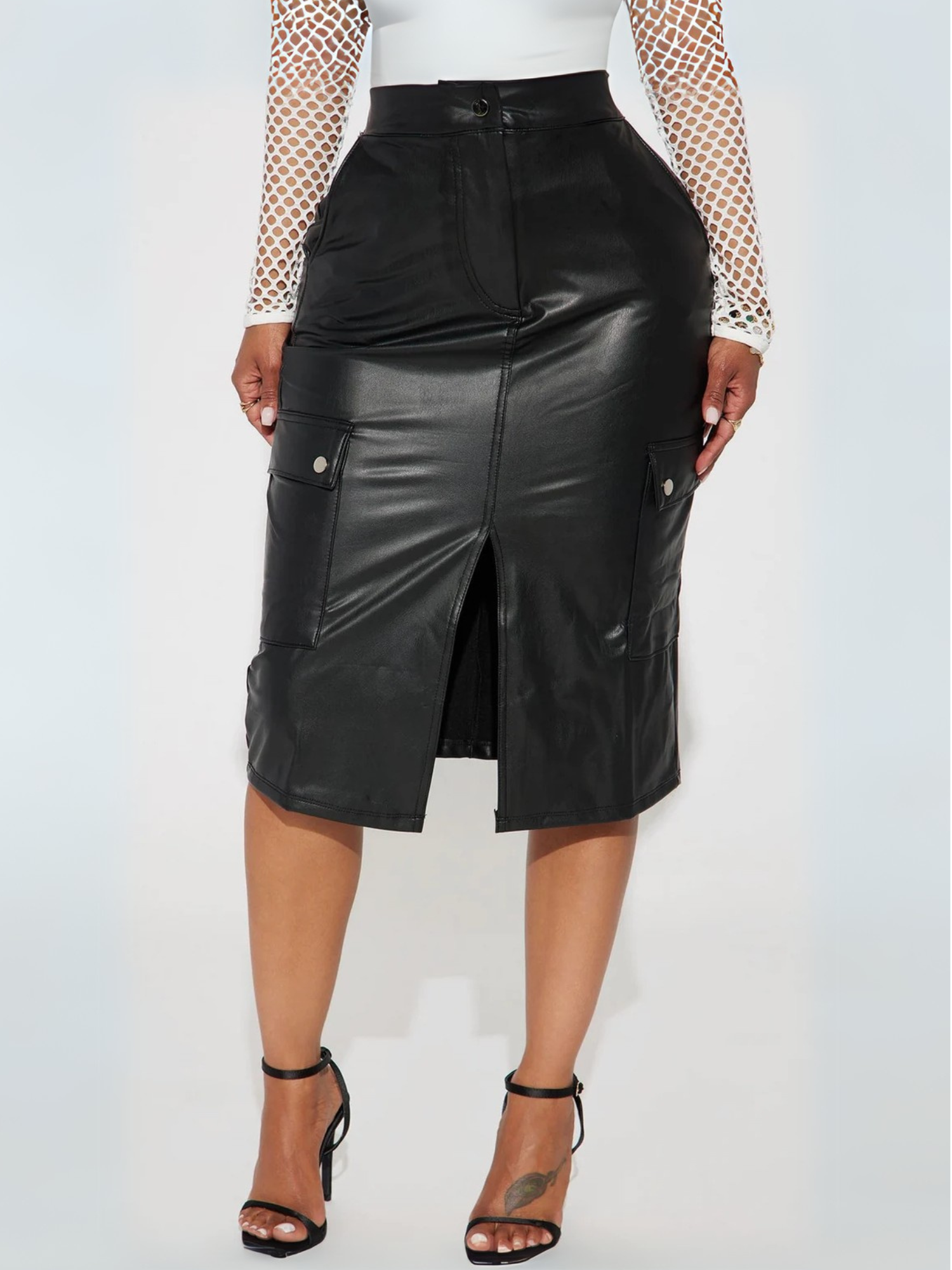 Luxe Edge Cargo Midi Skirt